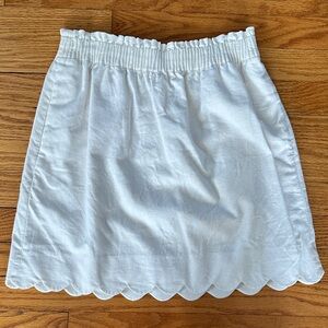 J. Crew White Mini Skirt with Scalloped Hem
